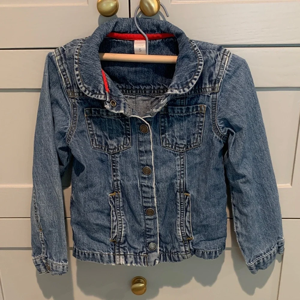 Girls' Jean denim distressed Jacket - Blue -